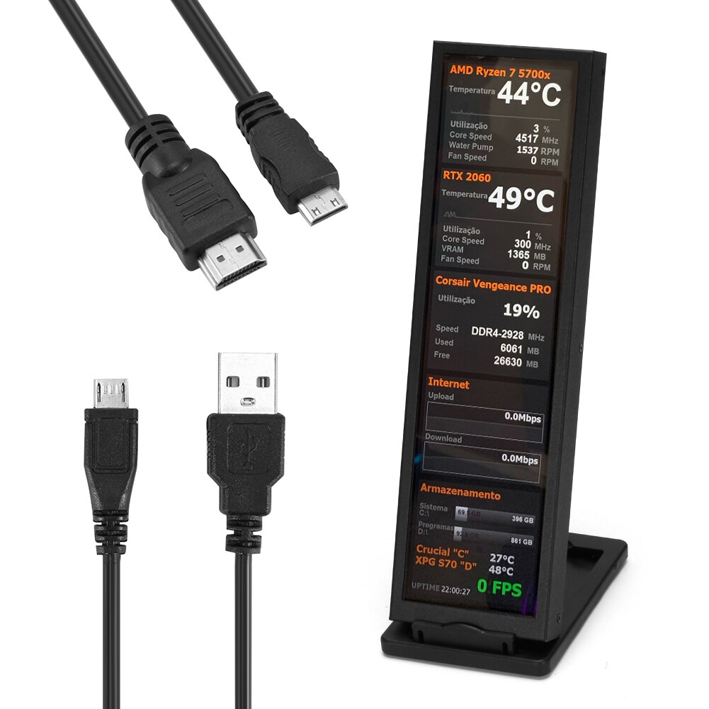 8.8 ġ  Ʈ LCD ȭ, 1920x480, HDMI ȣȯ, USB Ʈ,  , AIDA64,  ÷, CPU, GPU, SSD 